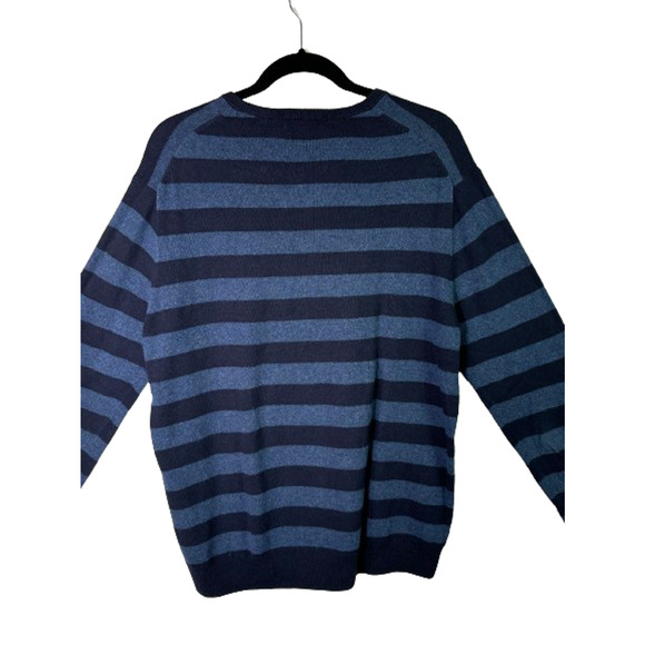 J. Crew Mens Size L Blue Knit Cashmere Blend Long Sleeve V Neck Pullover Sweater - Picture 6 of 9